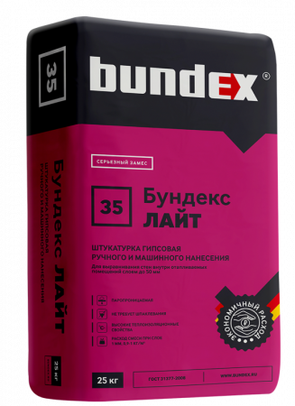 Штукатурка гипсовая Бундекс Лайт 25 кг купить по цене 330 руб. на базе ББК-Строй