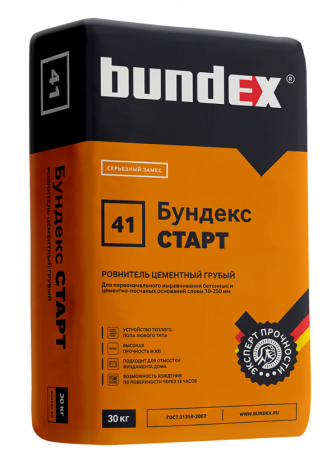 Стяжка цементная высокопрочная Бундекс Старт М300 30 кг купить по цене 311 руб. на базе ББК-Строй